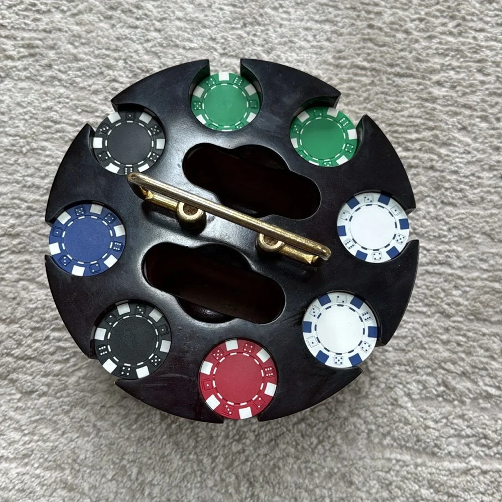 Vintage Rotating Wooden Poker Chip Carousel